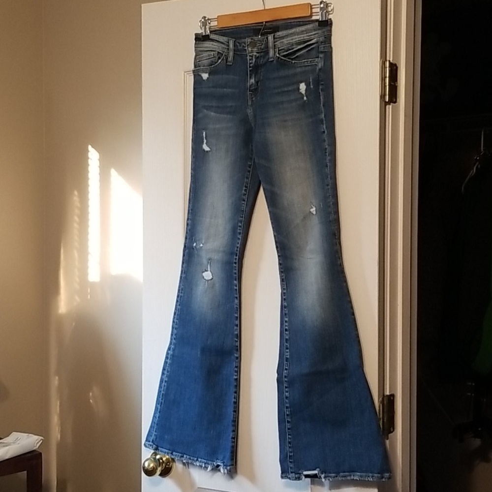 Flying monkey mid rise flare denim jeans